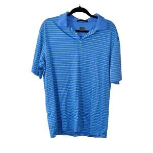 Nike Tiger Woods Collection Blue Striped Dri-fit Golf Polo Shirt Size Large